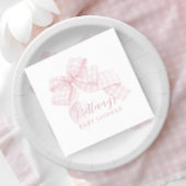 Gingham Pink Bow Baby Shower Serviette