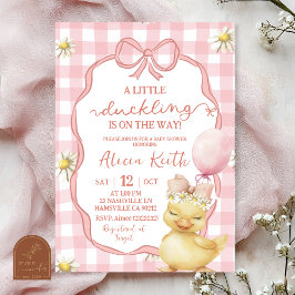 Gingham Pink Daisy Yellow Duck Baby Shower Einladung