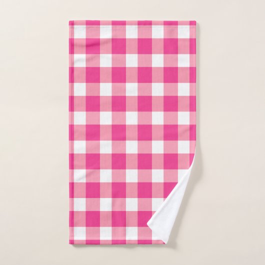 Gingham Pink Design Badhandtuch Set (Handtuch)