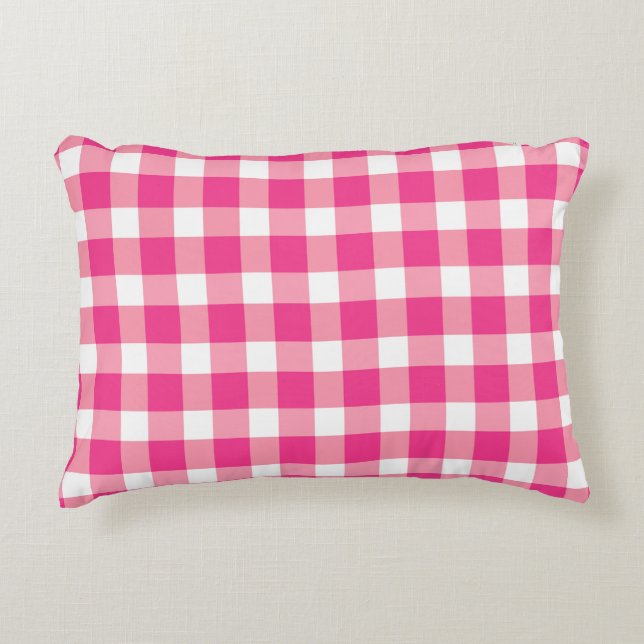 Gingham Pink Design Dekokissen (Vorderseite)