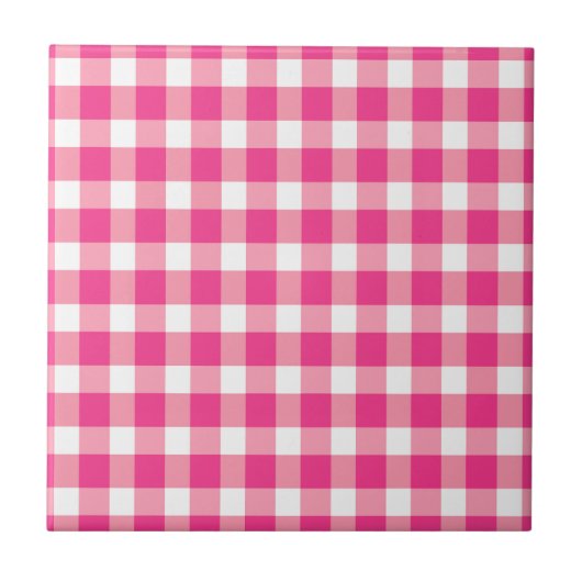 Gingham Pink Design Fliese (Vorderseite)