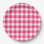 Gingham Pink Design Pappteller (Vorderseite)