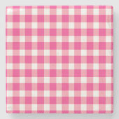 Gingham Pink Design Steinuntersetzer (Vorderseite)