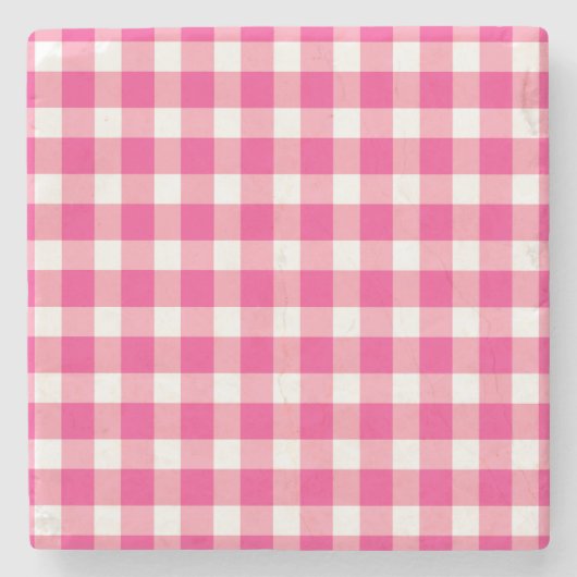 Gingham Pink Design Steinuntersetzer (Vorderseite)