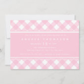 Gingham Pink | Einladung eines Mädchenbabys (Vorderseite)
