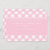 Gingham Pink | Einladung eines Mädchenbabys (Vorne/Hinten)