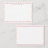 Gingham Pink Simple Modern Thin Border Mitteilungskarte (Vorne/Hinten)