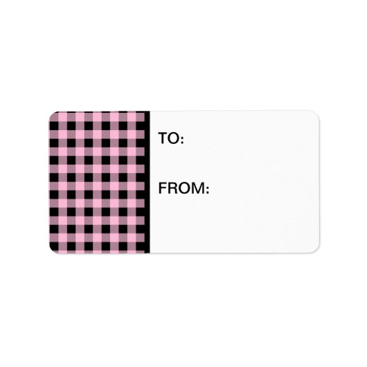 Gingham Pink und Black Adressaufkleber (Vorne)