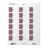 Gingham Pink und Black Adressaufkleber (Vorne)