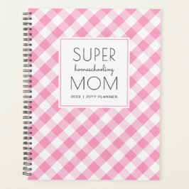Gingham Pink und White Super Homeschool Mama Planer