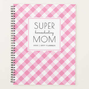 Gingham Pink und White Super Homeschool Mama Planer