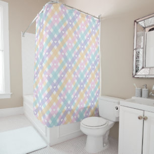 Gingham Plaid Hearts Duschvorhang