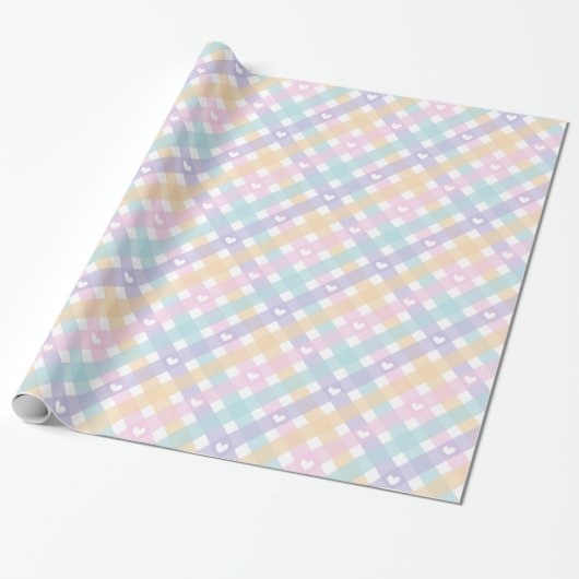 Gingham Plaid Hearts Geschenkpapier (Ungerollt)