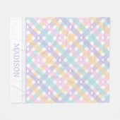 Gingham Plaid Hearts Nahtloses Muster Fleecedecke (Vorderseite (Horizontal))