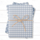 Gingham Polka Dots Dusty Blue Mix und Match Geschenkpapier Set