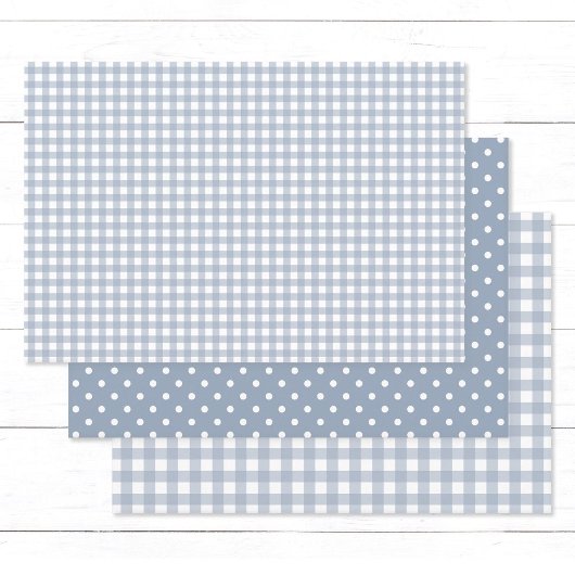 Gingham Polka Dots Dusty Blue Mix und Match Geschenkpapier Set