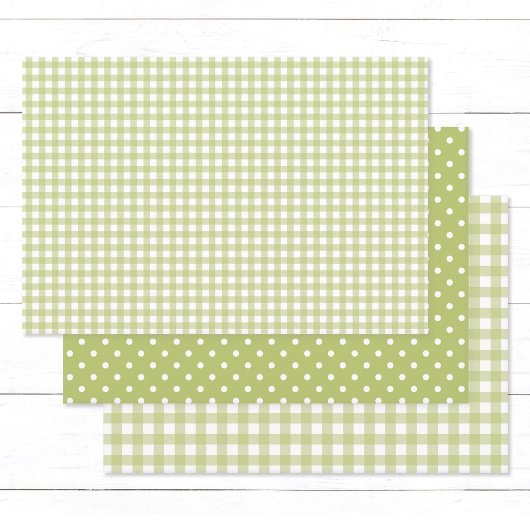 Gingham Polka Dots Light Green Mix and Match Geschenkpapier Set