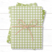 Gingham Polka Dots Light Green Mix and Match Geschenkpapier Set
