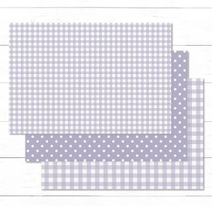 Gingham Polka Dots Pastel Lavender Mix und Match Geschenkpapier Set