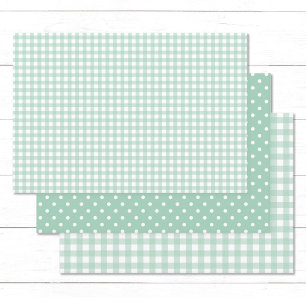 Gingham Polka Dots Pastel Mint Green Mix und Match Geschenkpapier Set