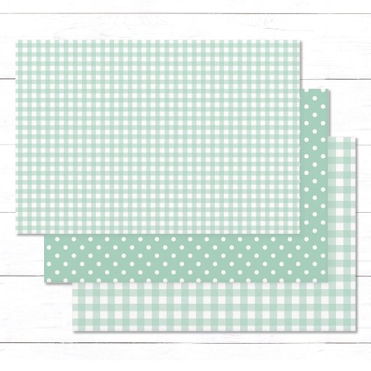 Gingham Polka Dots Pastel Mint Green Mix und Match Geschenkpapier Set