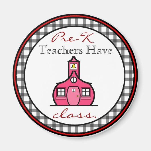 Gingham Pre-K Teacher Magnet (Vorne)