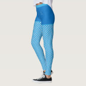 Gingham Print Blue White Monogram Personalisiert Leggings (Links)