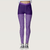 Gingham Print Lila White Monogram Personalisiert Leggings (Vorderseite)