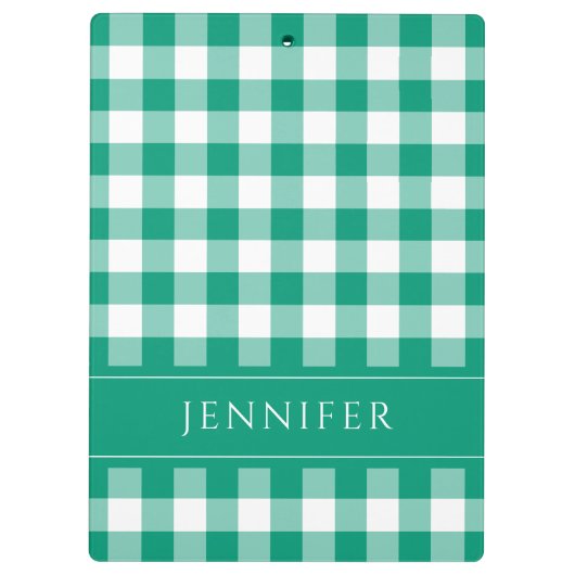 Gingham Prüfmuster Name Print Klemmbrett (Rückseite)