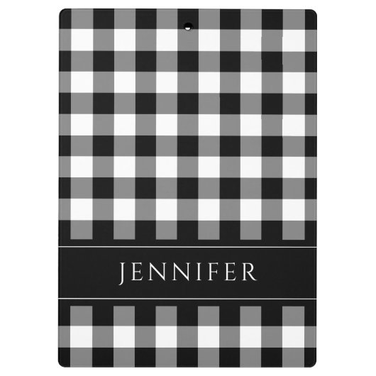 Gingham Prüfmuster Name Print Klemmbrett (Rückseite)
