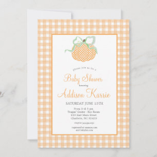 Gingham Pumpkin Baby Shower Einladung