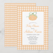Gingham Pumpkin Baby Shower Einladung (Vorne/Hinten)