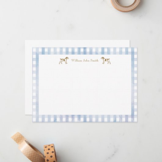 Gingham Puppy Flat Cards Mitteilungskarte (Vorderseite/Rückseite Beispiel)