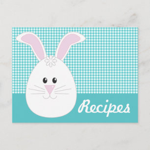 Gingham Rabbit Recipe Postcard Postkarte