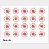 Gingham Raspberry Pie Label Runder Aufkleber (Blatt)