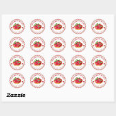 Gingham Raspberry Pie Label Runder Aufkleber (Blatt)