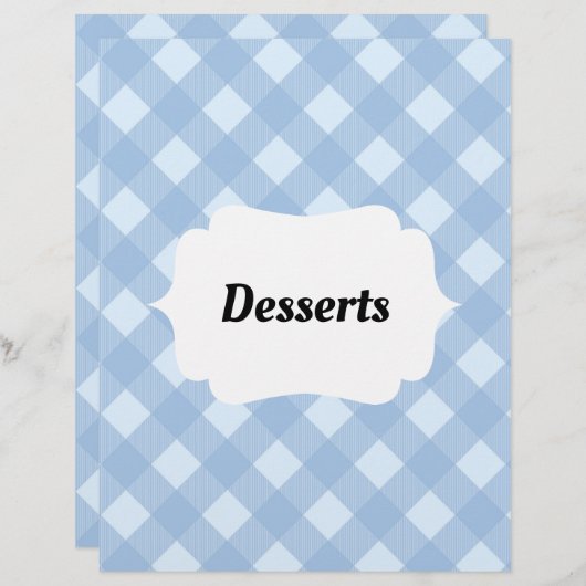 Gingham Recipe Binder Tab Fügeteiler (Vorne/Hinten)