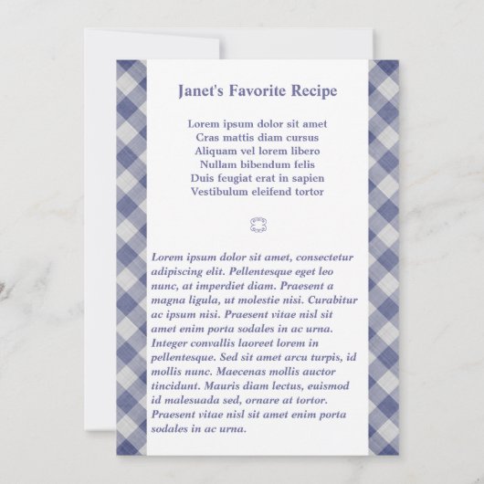 Gingham Recipe Cards (Rückseite)