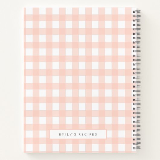 Gingham Recipes Blush Pink Karo Niedlich Feminine Notizblock (Rückseite)