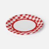 Gingham Red and White Karos Kariertes Party, Hochz Pappteller (Schrägansicht)