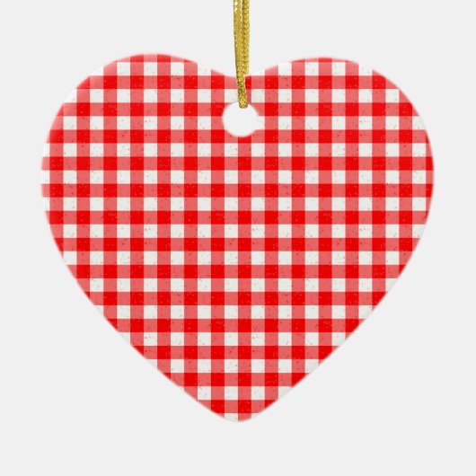 Gingham Red and White Pattern Herz Ornament (Vorne)