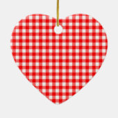 Gingham Red and White Pattern Herz Ornament (Hinten)