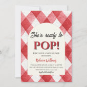 Gingham Red Sie ist bereit für den Pop einer neutr Einladung (Vorderseite)