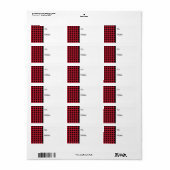 Gingham Red und Black Adressaufkleber (Vorne)