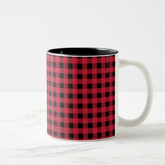 Gingham Red und Black Zweifarbige Tasse (Rechts)