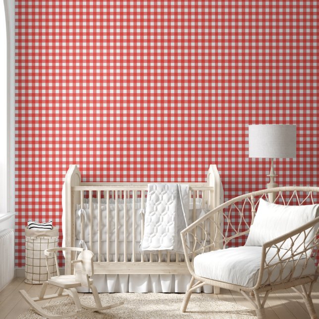 Gingham Red White Tapete (Kinder)