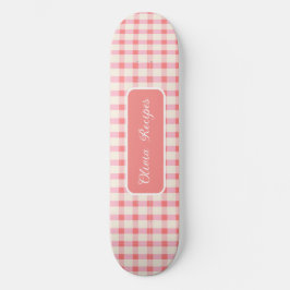Gingham-Rezepte Rosafarben Kariert Niedlich Weibli Skateboard