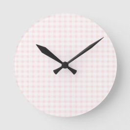 Gingham Rezepte Roségingham-Karo Niedlich Feminine Runde Wanduhr