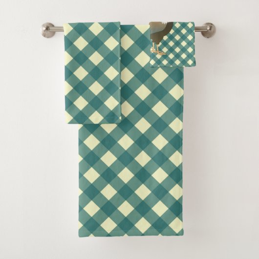 GINGHAM ROOSTER BADHANDTUCH SET (Insitu)