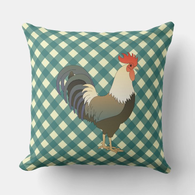 GINGHAM ROOSTER KISSEN (Vorderseite)